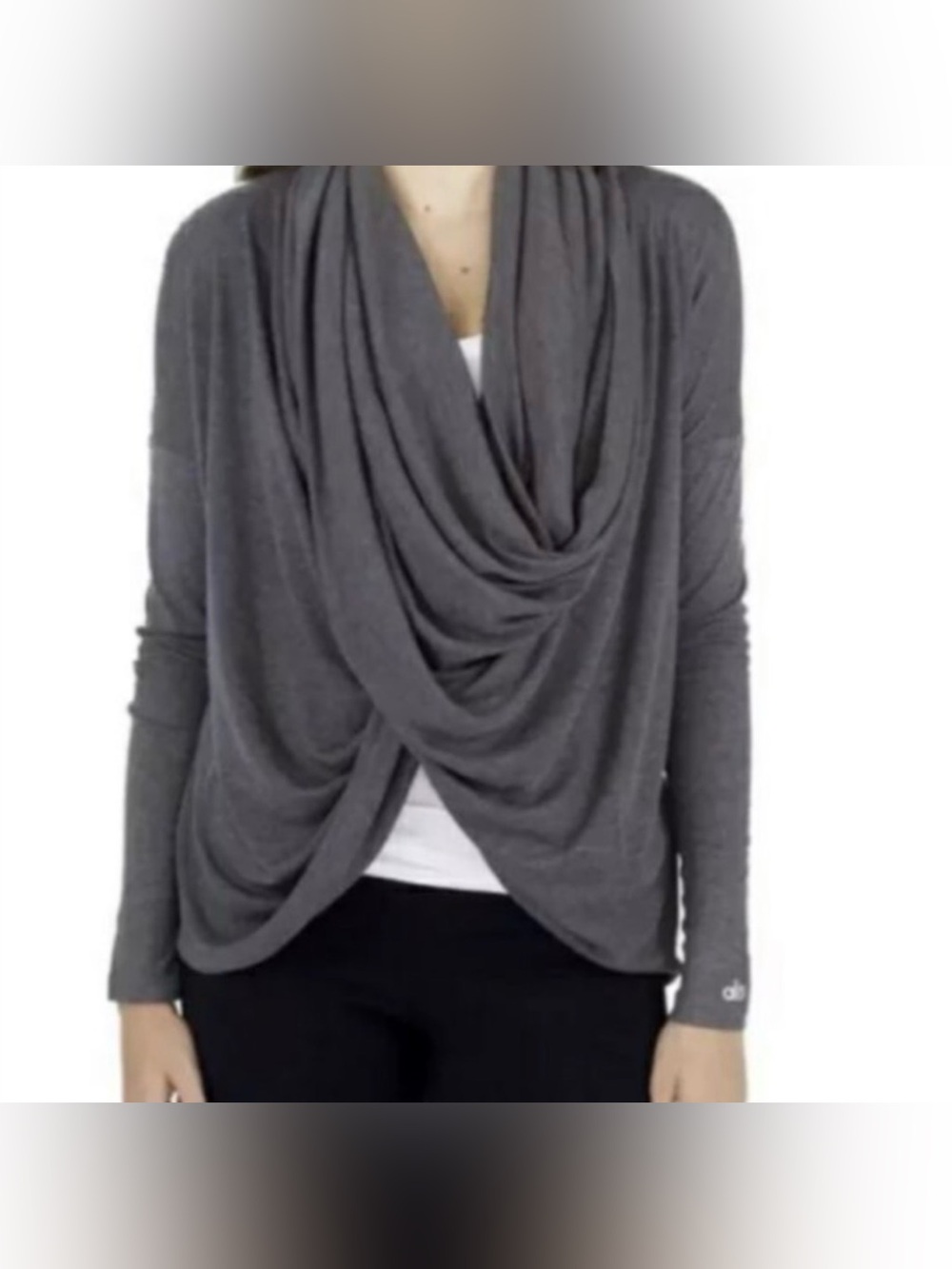 Alo Yoga Infinity Wrap Cardigan Gray Draped Women's Size M Long Sleeve
